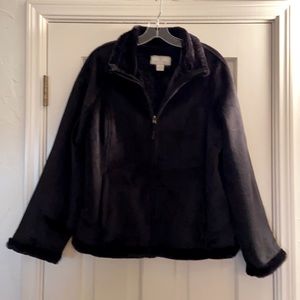 Black velvet/faux fur jacket